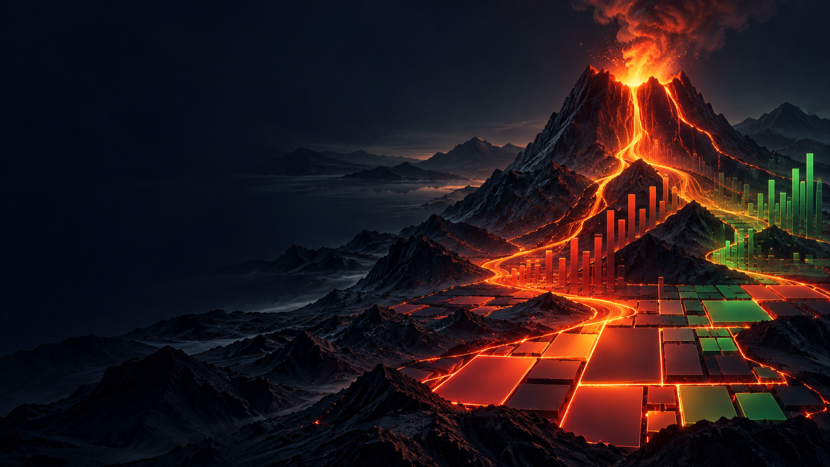 Abstract volcanic heatmap landscape